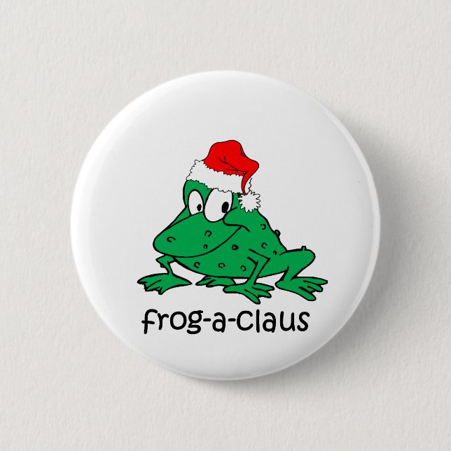 Funny Christmas frog Button (Front)
