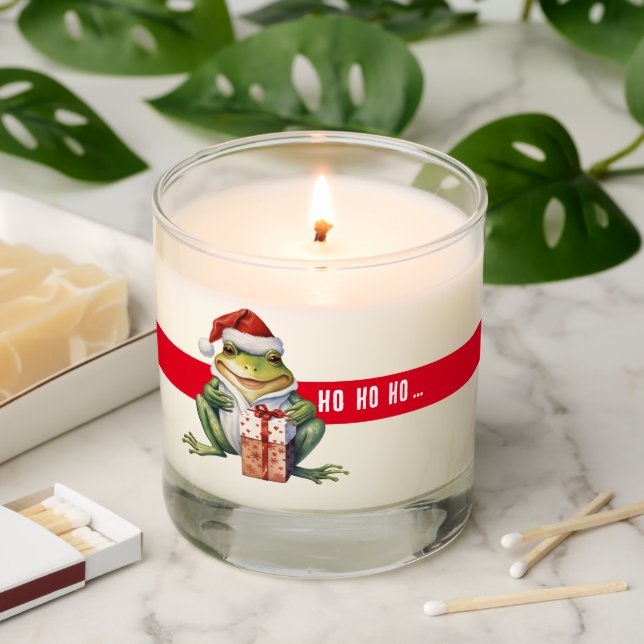 Funny Christmas Frog Customizable Scented Candle (Lit)