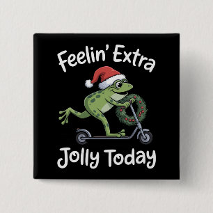 Funny Christmas Frog Feeling Extra Jolly Today Button