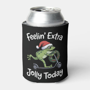 Funny Christmas Frog Feeling Extra Jolly Today  Can Cooler