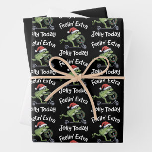 Funny Christmas Frog Feeling Extra Jolly Today Wrapping Paper Sheets