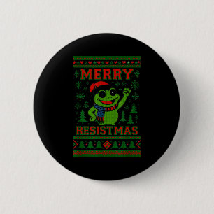 Funny Christmas Frog Meme Resistmas Holiday Humor  Button