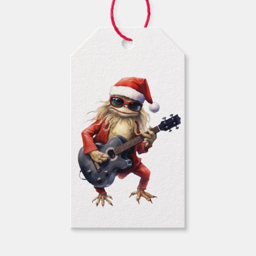 Funny Christmas Frog Rock Band Gift Wrap To From Gift Tags