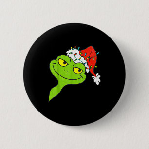 Funny Christmas Frog Wearing Santa Hat And Lights  Button