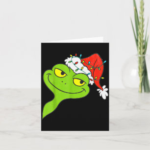 Funny Christmas Frog Wearing Santa Hat And Lights Card