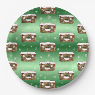 Funny Christmas Fruitcake Pattern Green Paper Plates