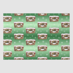Funny Christmas Fruitcake Pattern Green Tissue Paper