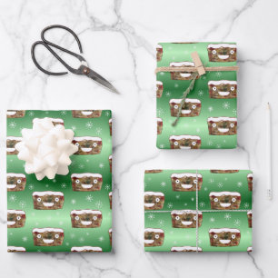 Funny Christmas Fruitcake Pattern Green Wrapping Paper Sheets