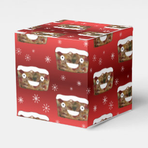 Funny Christmas Fruitcake Pattern Red Favor Boxes