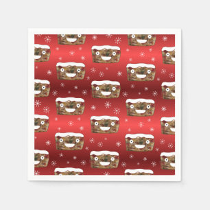Funny Christmas Fruitcake Pattern Red Napkins