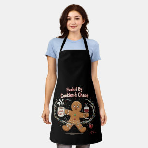 Funny Christmas Fueled By Cookies & Chaos Ginger Apron