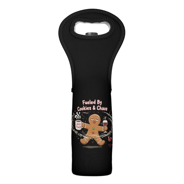 Funny Christmas | Fueled By Cookies & Chaos Ginger Wine Bag (Front)