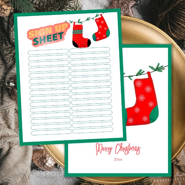 Funny Christmas Game Secret Santa Sign Up Sheet (Front and Back)