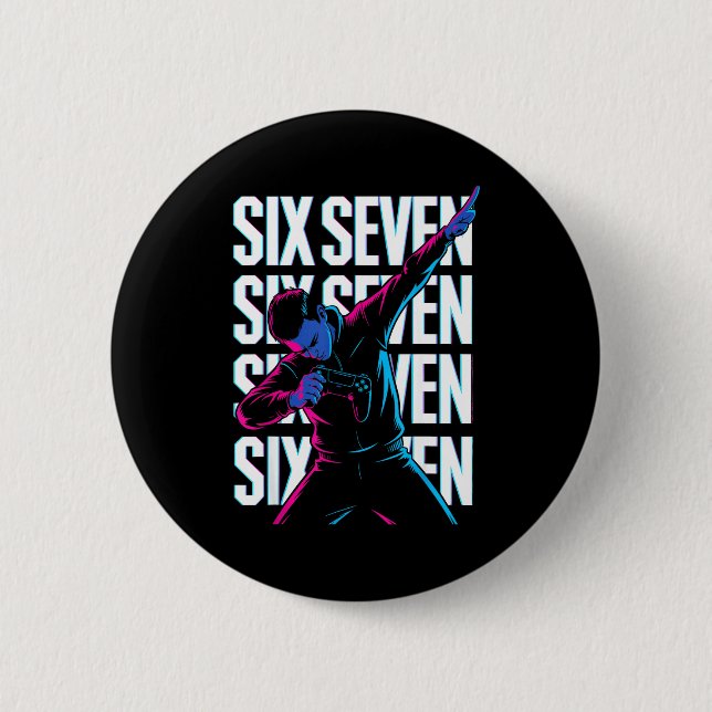 Funny Christmas Gamer Dabbing Xmas Dab Six Seven 6 Button (Front)