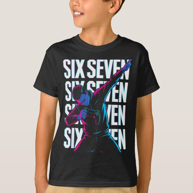 Funny Christmas Gamer Dabbing Xmas Dab Six Seven 6 T-Shirt (Front)