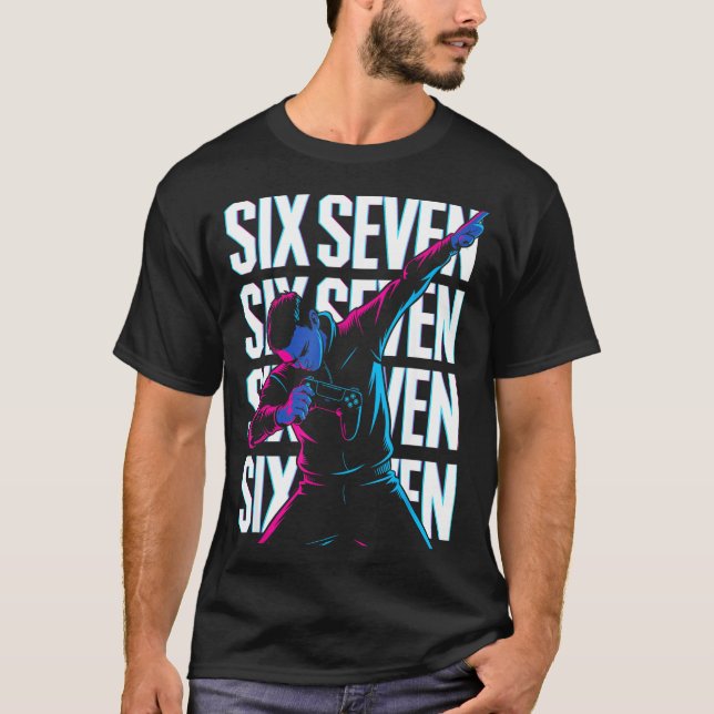 Funny Christmas Gamer Dabbing Xmas Dab Six Seven 6 T-Shirt (Front)