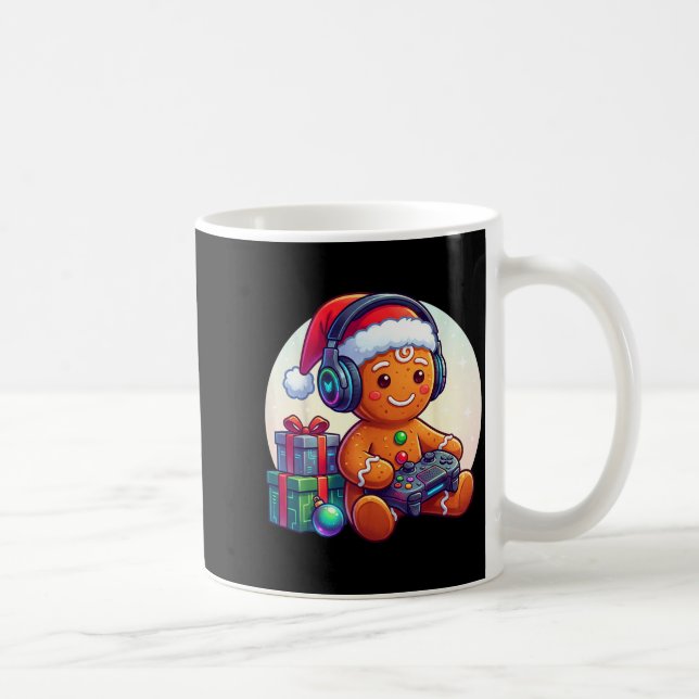 Funny Christmas Gamer Gingerbread Xmas Gaming Men  Coffee Mug (Right)