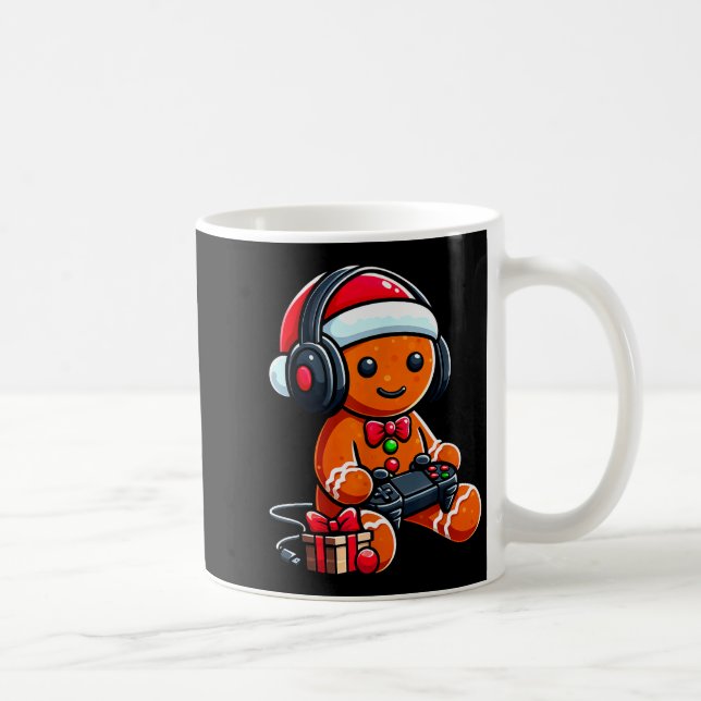 Funny Christmas Gamer Gingerbread Xmas Gaming Men  Coffee Mug (Right)