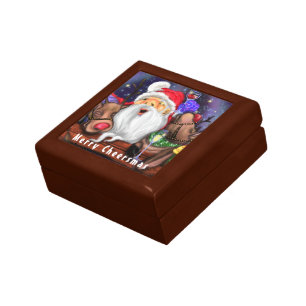 Funny Christmas Gift Box Santa with Reindeers