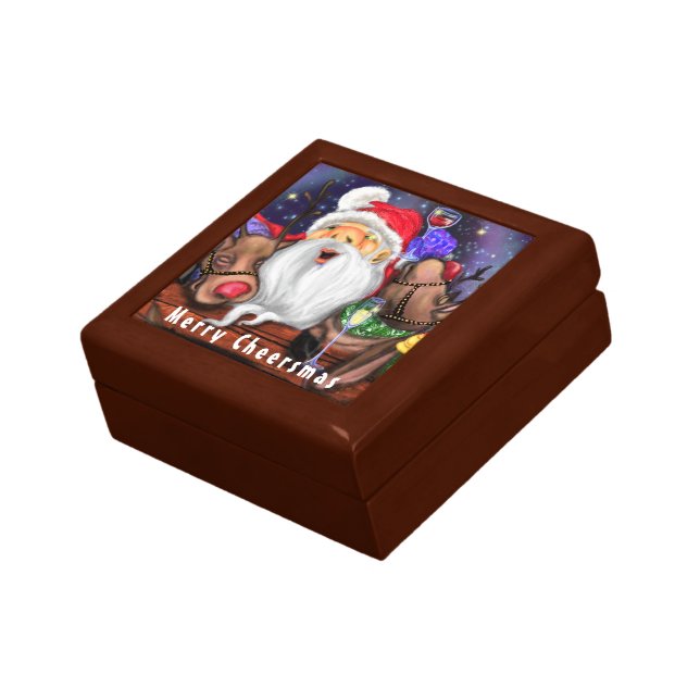 Funny Christmas Gift Box Santa with Reindeers (Side)