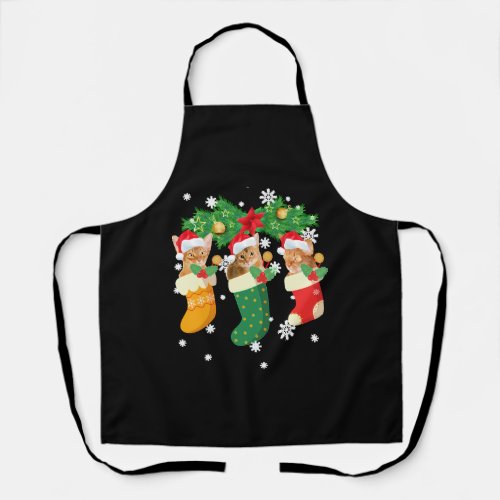 Funny Christmas Gift T Shirt Three Abyssinian Cat Apron