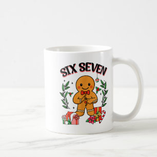 Funny Christmas Gingerbread 67 Six Seven Meme Hand Coffee Mug