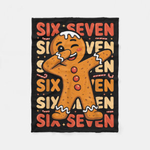 Funny Christmas Gingerbread Cookie Dab Six Seven 6 Fleece Blanket