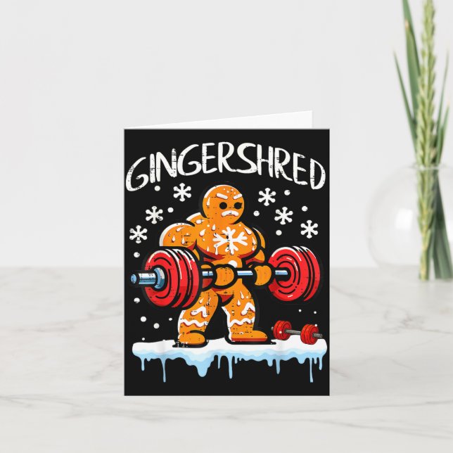 Funny Christmas Gingerbread Gingershred Gym Bodybu Card (Front)