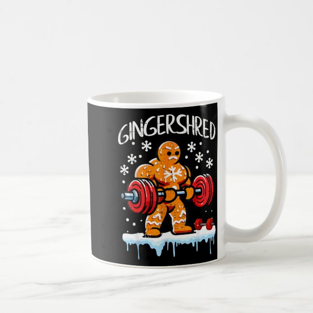 Funny Christmas Gingerbread Gingershred Gym Bodybu Coffee Mug (Right)