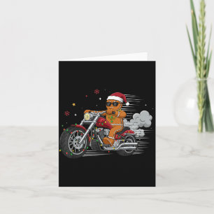 Funny Christmas Gingerbread Man Biker Riding A Mot Card