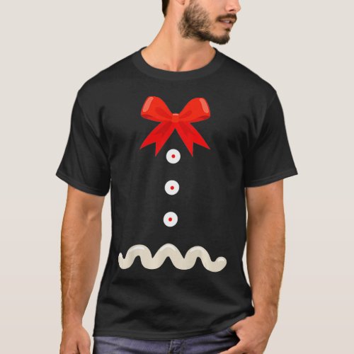 Funny Christmas Gingerbread Man Costume Suit Xmas  T_Shirt