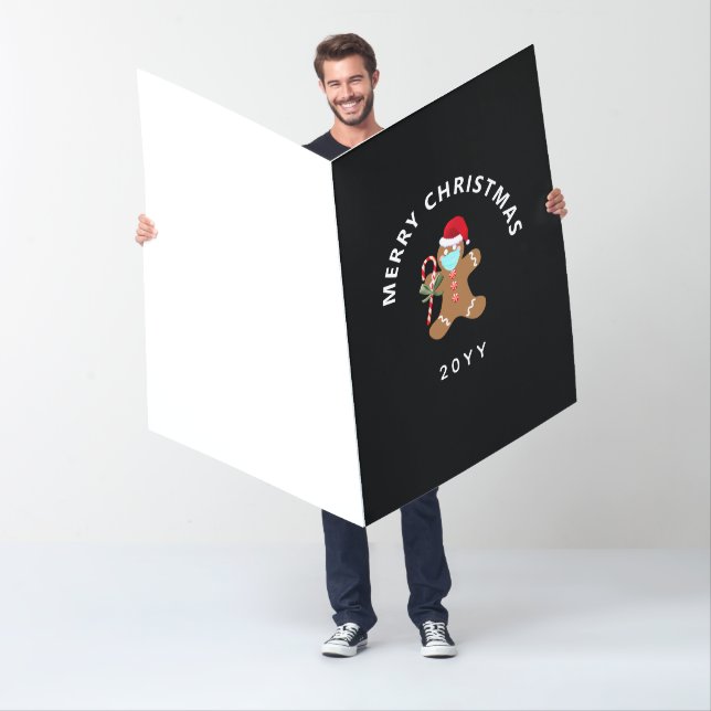 Funny Christmas Gingerbread Man In Face Mask Big Card (In Situ)