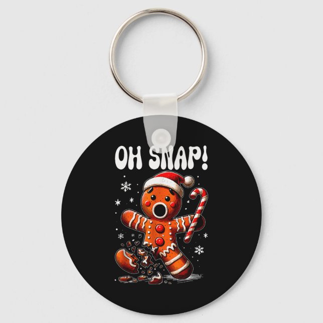 Funny Christmas Gingerbread Man Oh Snap Outfit Paj Keychain (Front)