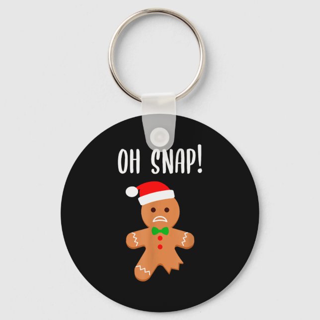 Funny Christmas Gingerbread Man Oh Snap Outfit Paj Keychain (Front)