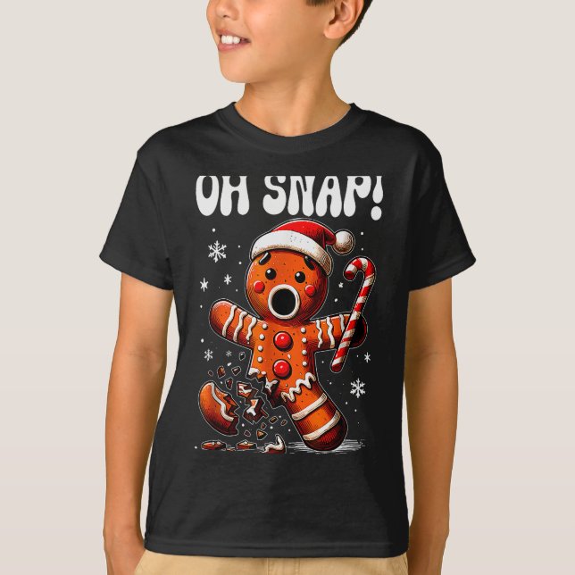 Funny Christmas Gingerbread Man Oh Snap Outfit Paj T-Shirt (Front)