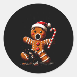 Funny Christmas Gingerbread Man Oh Snap Pajama Xma Classic Round Sticker