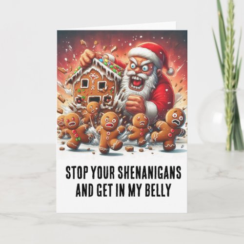 Funny Christmas Gingerbread Men  Hangry Santa Card