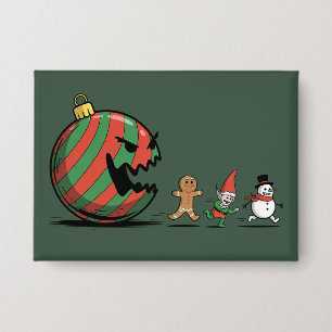 Funny Christmas Gingerbread Santa Holiday Party Button