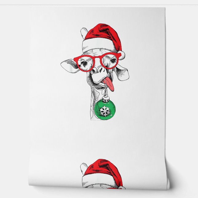 Funny Christmas Giraffe, Cute Giraffe Christmas  Wallpaper (Unrolling)