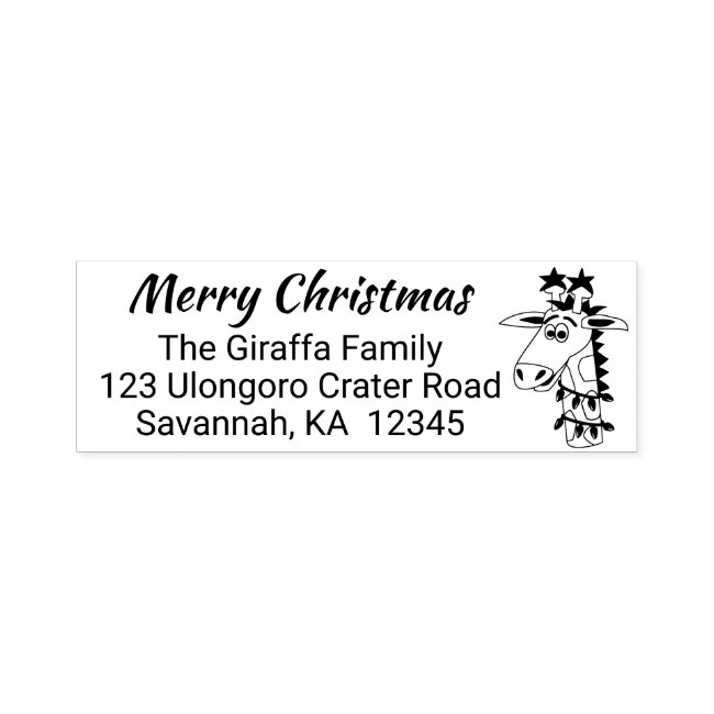 Funny Christmas Giraffe Stamp Return Address