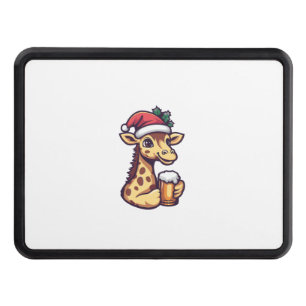 Funny Christmas Giraffe With Beer Comic Hitch Cover