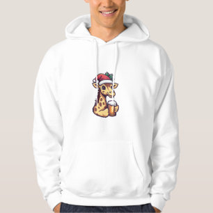 Funny Christmas Giraffe With Beer Comic   Hoodie