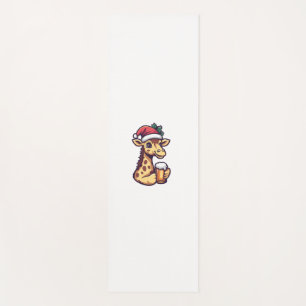 Funny Christmas Giraffe With Beer Comic Yoga Mat
