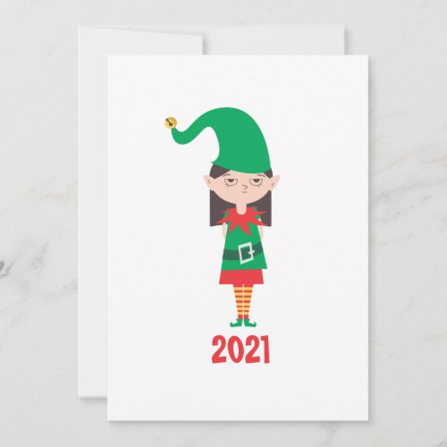 Funny Christmas Girl Elf Holiday Card