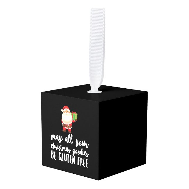 Funny Christmas Gluten Free Cube Ornament (Front Angled)