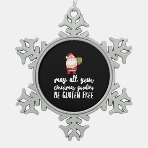 Funny Christmas Gluten Free Snowflake Pewter Christmas Ornament