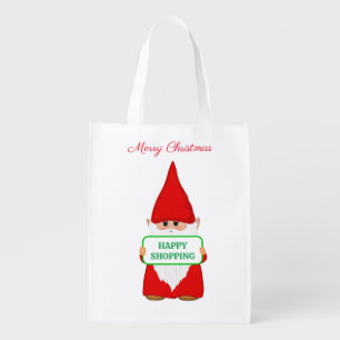 Funny Christmas Gnome Grocery Bag