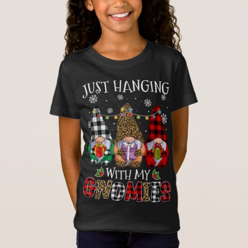 Funny Christmas Gnome Hanging With My Gnomies Xmas T_Shirt