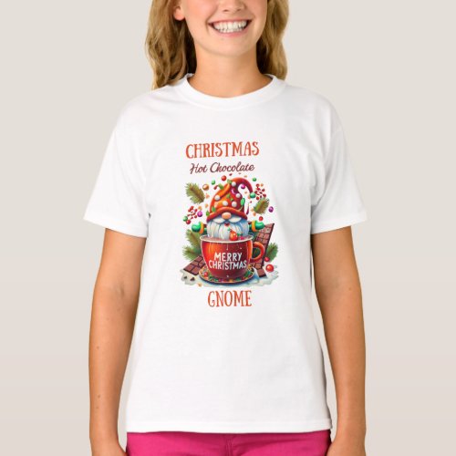 Funny Christmas Gnome  Having a Huge Hot Chocolat  T_Shirt