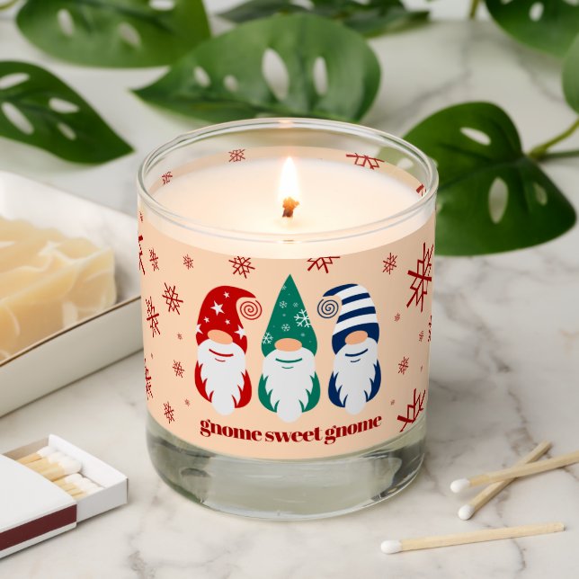 Funny Christmas Gnome Sweet Gnome Snowflakes Scented Candle (Lit)